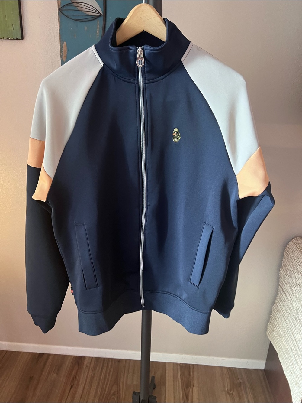 Luke 1977 Colorblock Track Jacket - Navy Blue & Grey
